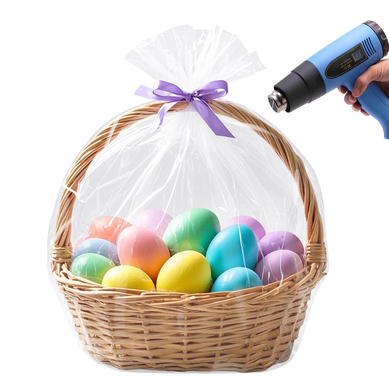 Morepack Shrink Wrap Bags for Gift Baskets, 24x30 inches Clear PVC Heat Gift Basket Shrink Bags 5 Pack - Image 1